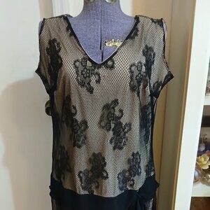 Plus Size Jonathan Martin Cocktail Dress Black Lace  20s Deco Flapper